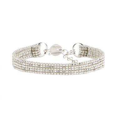 Brazalete Telar Plata Mini Metálico Plateado